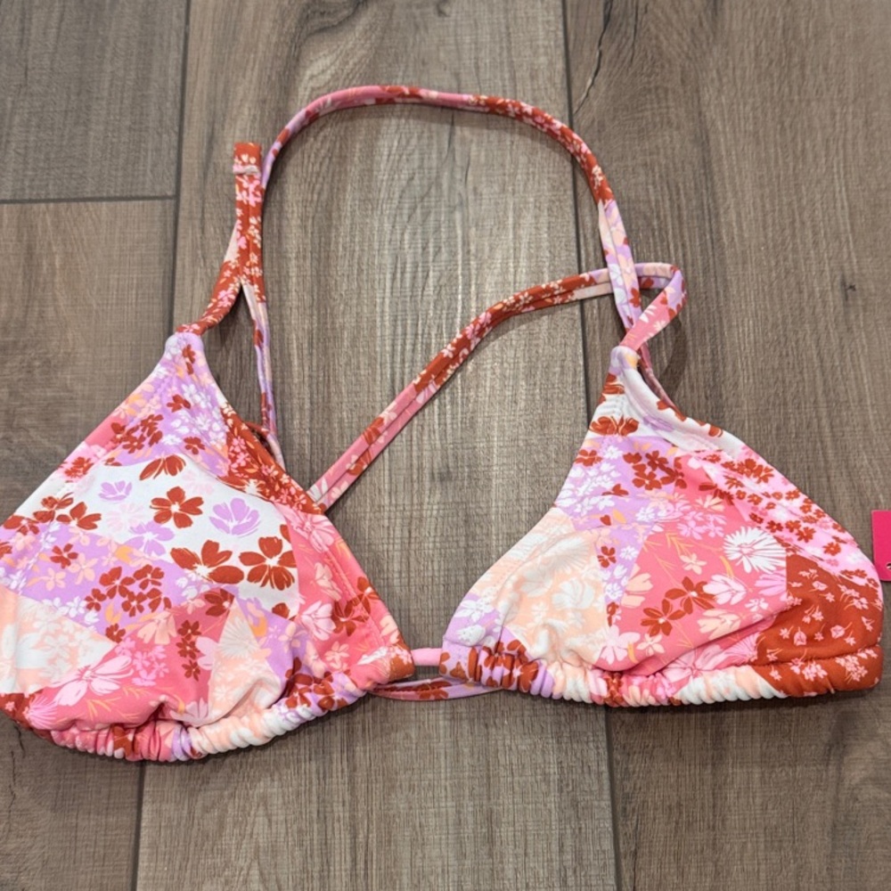Xhilaration Pink and Red Floral Bikini Top